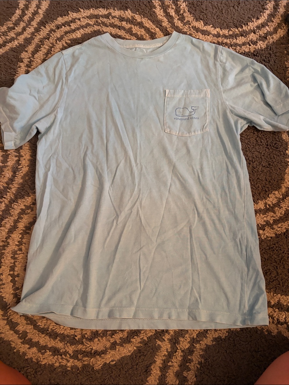 Vineyard Vines Light Blue Pocket Tee with Whale Embroidery